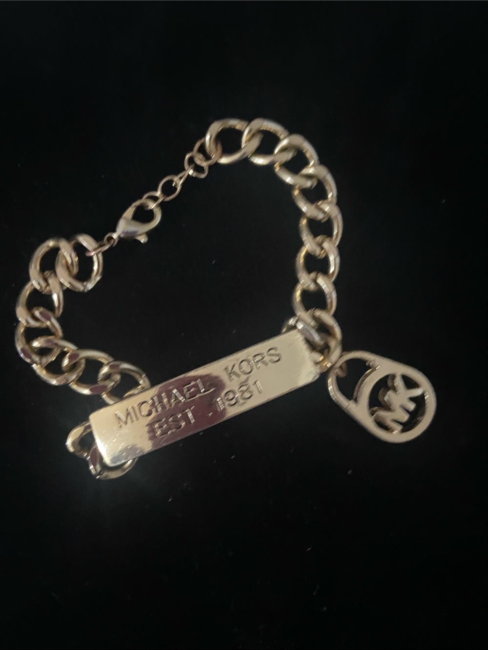 Michael Kors Gold-Tone Chain Bracelet with MK Circle Charm